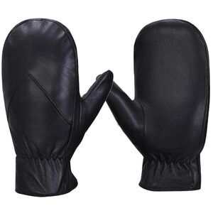 1625 Womens Leather Mittens Warm Lambskin Mittens Winter Fleece Lined,black,s